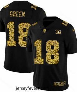 Cincinnati Bengals 18 A J  Green Nike Leopard Print Fashion Vapor Limited NFL Jersey Black