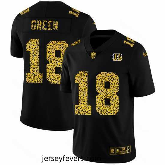 Cincinnati Bengals 18 A J Green Nike Leopard Print Fashion Vapor Limited NFL Jersey Black