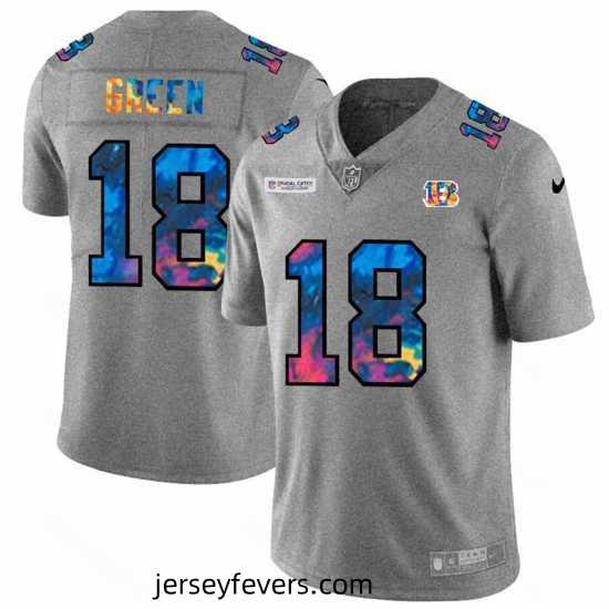 Cincinnati Bengals 18 A J Green Nike Multi Color 2020 NFL Crucial Catch NFL Jersey Greyheather