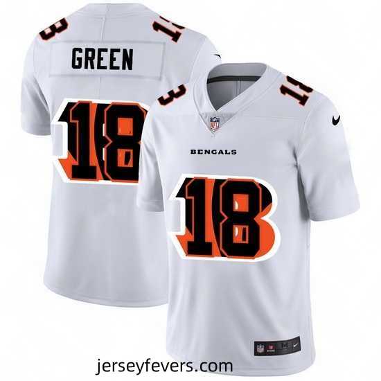 Cincinnati Bengals 18 A J Green White Nike Team Logo Dual Overlap Limited NFL Jersey