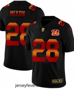 Cincinnati Bengals 28 Joe Mixon Black Nike Red Orange Stripe Vapor Limited NFL Jersey
