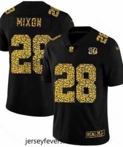 Cincinnati Bengals 28 Joe Mixon Nike Leopard Print Fashion Vapor Limited NFL Jersey Black