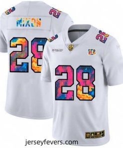Cincinnati Bengals 28 Joe Mixon White Nike Multi Color 2020 NFL Crucial Catch Limited NFL Jersey