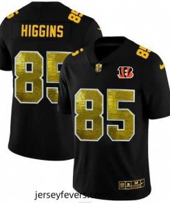 Cincinnati Bengals 85 Tee Higgins Black Nike Golden Sequin Vapor Limited NFL Jersey