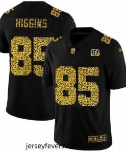 Cincinnati Bengals 85 Tee Higgins Nike Leopard Print Fashion Vapor Limited NFL Jersey Black