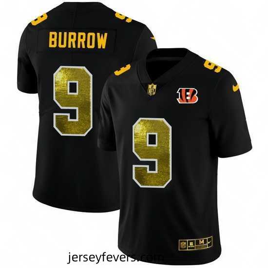 Cincinnati Bengals 9 Joe Burrow Black Nike Golden Sequin Vapor Limited NFL Jersey
