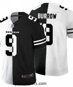 Cincinnati Bengals 9 Joe Burrow Black V White Peace Split Nike Vapor Untouchable Limited NFL Jersey
