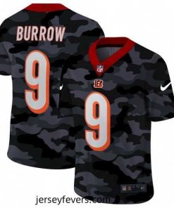 Cincinnati Bengals 9 Joe Burrow Nike 2020 Black CAMO Vapor Untouchable Limited Stitched NFL Jersey