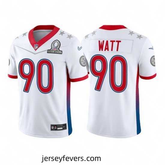 2022 NFL Pro Bowl Pittsburgh Steelers 90 T J Watt AFC White Jersey