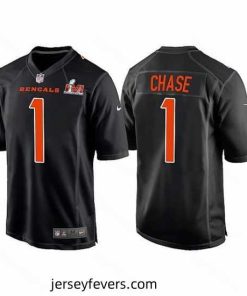 Cincinnati Bengals 1 Ja 27Marr Chase 2022 Black Super Bowl LVI Game Stitched Jersey