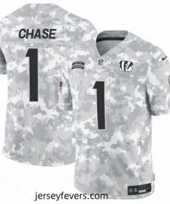 Cincinnati Bengals 1 Ja 27Marr Chase 2024 F.U.S.E Arctic Camo Salute To Service Limited Stitched Football Jersey