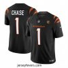 Cincinnati Bengals 1 Ja 27Marr Chase Black 2023 F.U.S.E  With John Madden Patch Vapor Limited Stitched Football Jersey