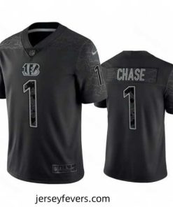 Cincinnati Bengals 1 Ja 27Marr Chase Black Reflective Limited Stitched Football Jersey