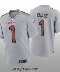 Cincinnati Bengals 1 Ja 27Marr Chase Gray Atmosphere Fashion Stitched Game Jersey