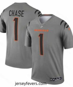 Cincinnati Bengals 1 Ja 27Marr Chase Gray Stitched Football Jersey