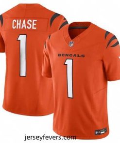 Cincinnati Bengals 1 Ja 27Marr Chase Orange 2023 F.U.S.E  Vapor Untouchable Limited Stitched Jersey