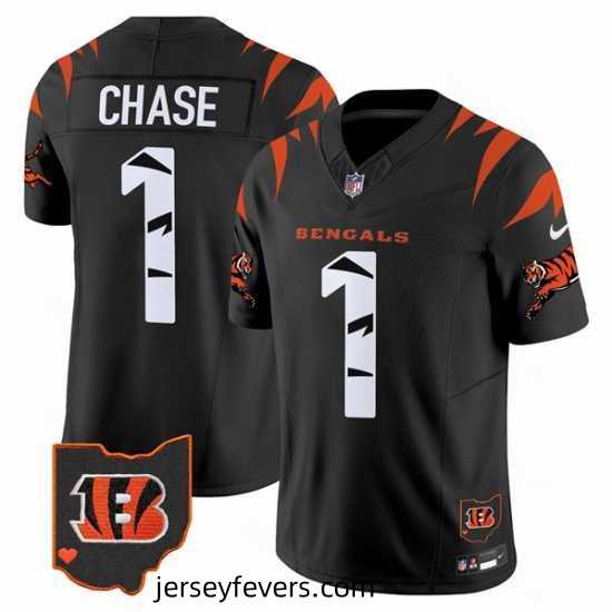 Cincinnati Bengals 1 Ja Marr Chase Black F.U.S.E Special Vapor Untouchable Limited Stitched Football Jersey