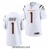 Cincinnati Bengals #1 Ja'Marr Chase White 2021 Game Football Jersey