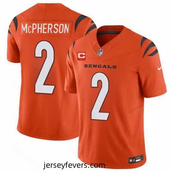 Cincinnati Bengals 2 Evan McPherson Orange 2024 F.U.S.E With 1 Star C Patch Vapor Untouchable Limited Stitched Jersey
