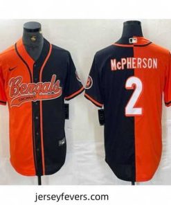 Cincinnati Bengals 2 Evan McPherson Orange Black Two Tone Cool Base Stitched Baseball Jersey