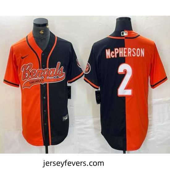 Cincinnati Bengals 2 Evan McPherson Orange Black Two Tone Cool Base Stitched Baseball Jersey