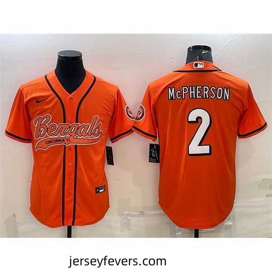 Cincinnati Bengals 2 Evan McPherson Orange With Patch Cool Base Stitched Baseball Jersey