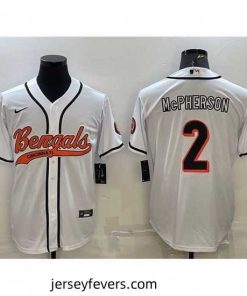 Cincinnati Bengals 2 Evan McPherson White With Patch Cool Base Stitched Baseball Jersey