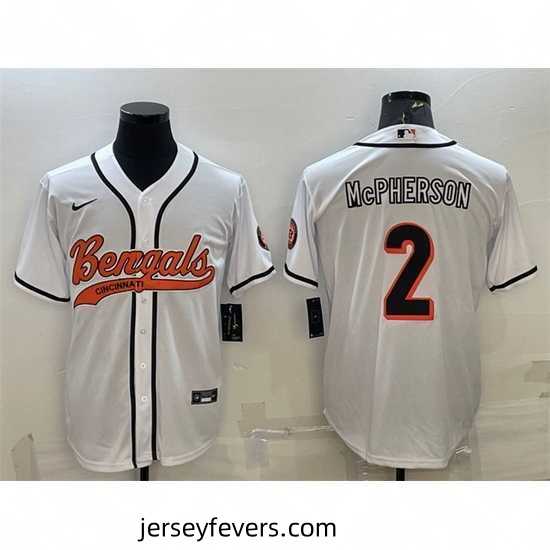 Cincinnati Bengals 2 Evan McPherson White With Patch Cool Base Stitched Baseball Jersey