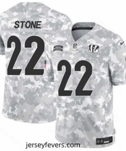 Cincinnati Bengals 22 Geno Stone 2024 F.U.S.E Arctic Camo Salute To Service Limited Stitched Football Jersey