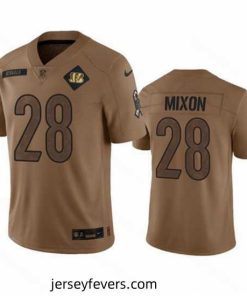 Cincinnati Bengals 28 Joe Mixon 2023 Brown Salute To Service Limited Stitched Jersey