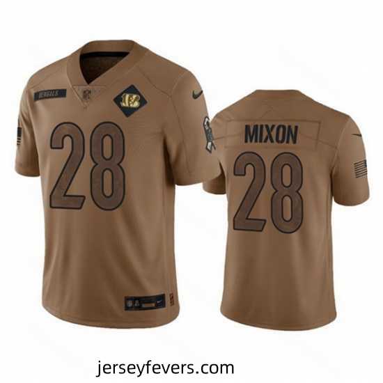 Cincinnati Bengals 28 Joe Mixon 2023 Brown Salute To Service Limited Stitched Jersey