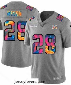 Cincinnati Bengals 28 Joe Mixon Nike Multi Color 2020 NFL Crucial Catch NFL Jersey Greyheather