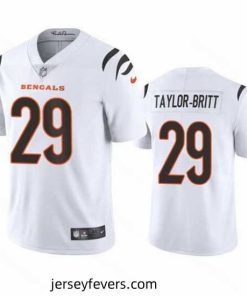 Cincinnati Bengals 29 Cam Taylor Britt White Vapor Limited Stitched Football Jersey
