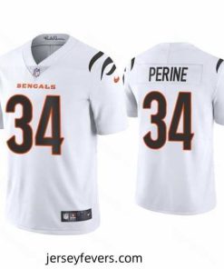 Cincinnati Bengals 34 Samaje Perine 2021 White Vapor Untouchable Limited Stitched Jersey