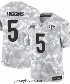 Cincinnati Bengals 5 Tee Higgins 2024 F.U.S.E Arctic Camo Salute To Service Limited Stitched Football Jersey