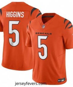 Cincinnati Bengals 5 Tee Higgins Orange 2023 F.U.S.E  Vapor Untouchable Limited Stitched Jersey