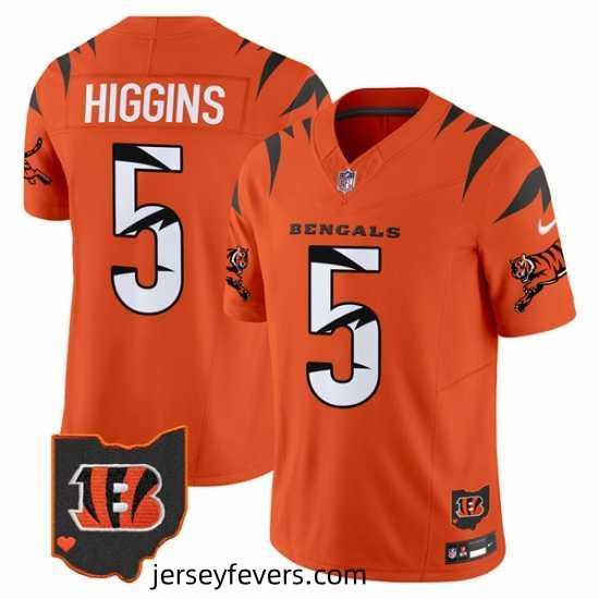 Cincinnati Bengals 5 Tee Higgins Orange F.U.S.E Special Vapor Untouchable Limited Stitched Football Jersey