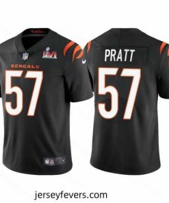 Cincinnati Bengals 57 Germaine Pratt 2022 Black Super Bowl LVI Vapor Limited Stitched Jersey