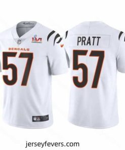 Cincinnati Bengals 57 Germaine Pratt 2022 White Super Bowl LVI Vapor Limited Stitched Jersey