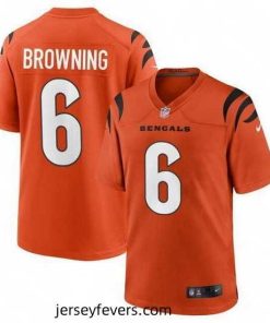 Cincinnati Bengals 6 Jake Browning Orange Stitched Game Jersey