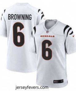 Cincinnati Bengals 6 Jake Browning White Stitched Game Jersey