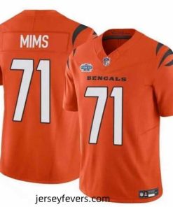 Cincinnati Bengals 71 Amarius Mims Orange 2024 With Dradt Patch F.U.S.E Vapor Untouchable Limited Stitched Jersey