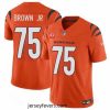 Cincinnati Bengals 75 Orlando Brown Jr  Orange 2024 F.U.S.E With 1 Star C Patch Vapor Untouchable Limited Stitched Jersey