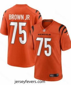 Cincinnati Bengals 75 Orlando Brown Jr Orange Stitched Game Jersey