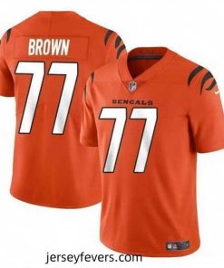 Cincinnati Bengals 77 Trent Brown Orange Vapor Untouchable Limited Stitched Jersey