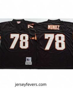 Cincinnati Bengals 78 Anthony Munoz Black M&N Throwback Jersey