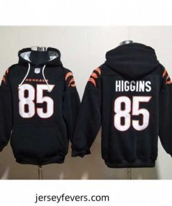 Cincinnati Bengals 85 Tee Higgins Black Pullover Hoodie
