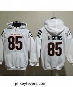 Cincinnati Bengals 85 Tee Higgins White Pullover Hoodie