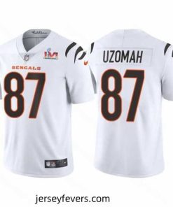 Cincinnati Bengals 87 C J  Uzomah 2022 White Super Bowl LVI Vapor Limited Stitched Jersey