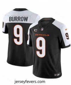 Cincinnati Bengals 9 Joe Burrow 2023 F.U.S.E  Black White With 4 Star C Patch Vapor Untouchable Limited Stitched Jersey